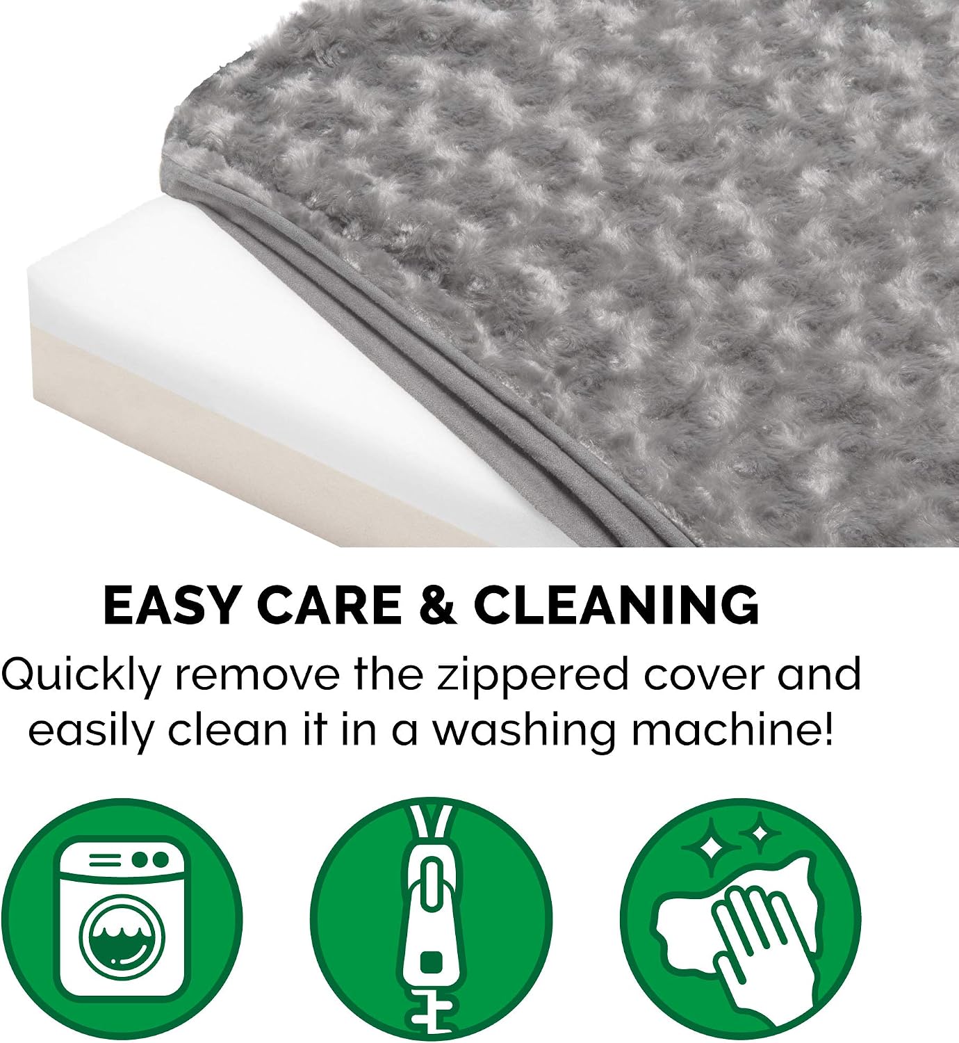 Furhaven Memory Foam Dog Bed for Large Dogs w/ Removable Washable Cover, For Dogs Up to 125 lbs - Ultra Plush Faux Fur & Suede Mattress - Gray, Jumbo Plus/XXL