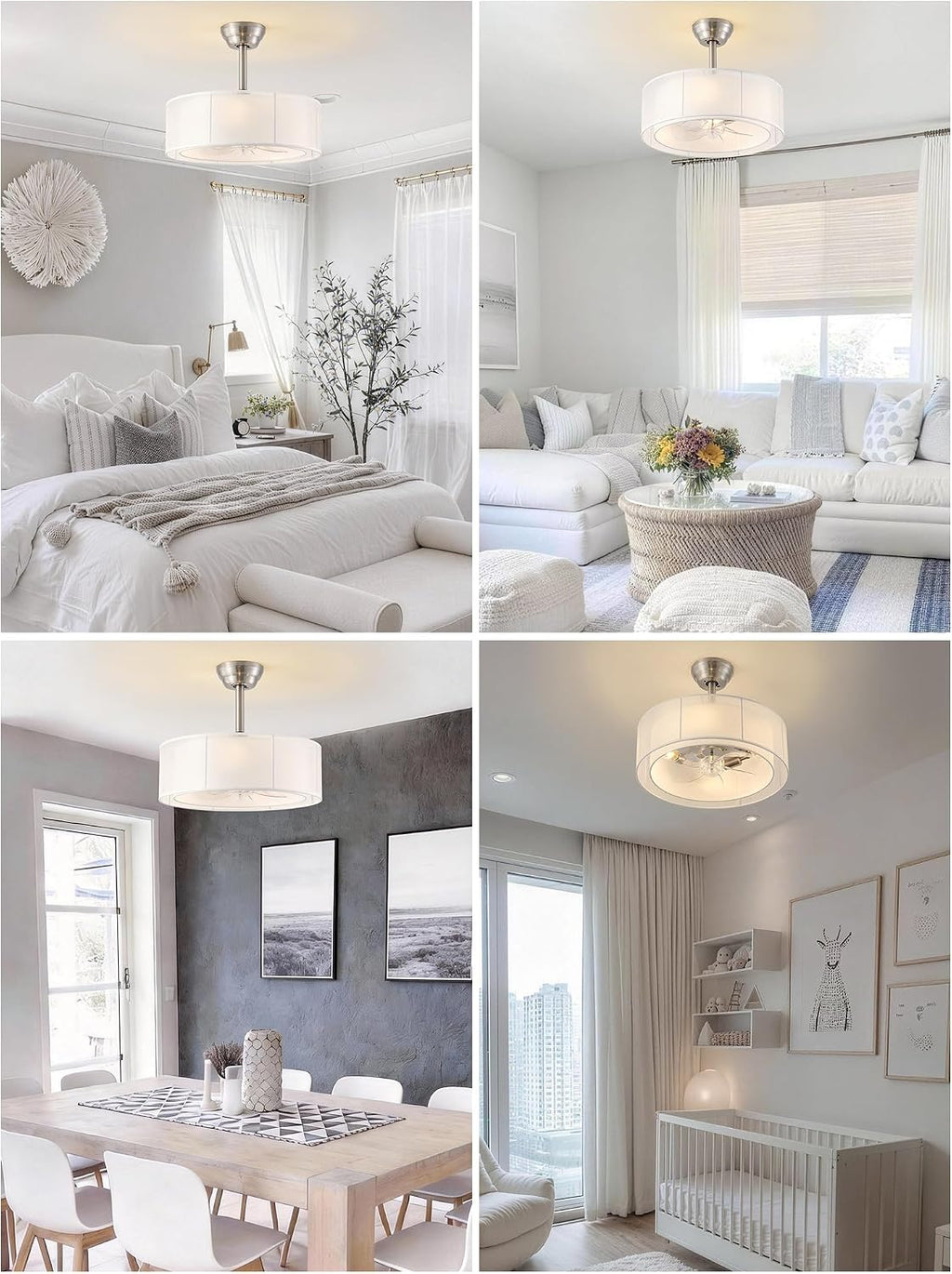 20' Caged Fandelier Ceiling Fans with Lights, Silver Boho Chandelier Ceiling Fan with Light Remote Control with 6 Speeds for Bedroom, Living Room, Nursery