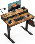 Electric Standing Desk with Two Drawers,40 x 24 Inch Sit Stand Desk Adjustable Height, Stand Up Desk with Storage Shelf, Computer Workstation for Home Office, Rustic Brown