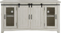Martin Svensson Home 65' Solid Pine Wood Entertainment Center with Storage. Rustic TV Stand for TVs up to 70.' Sliding Doors, Adjustable Shelves & Cable Management – White Finish