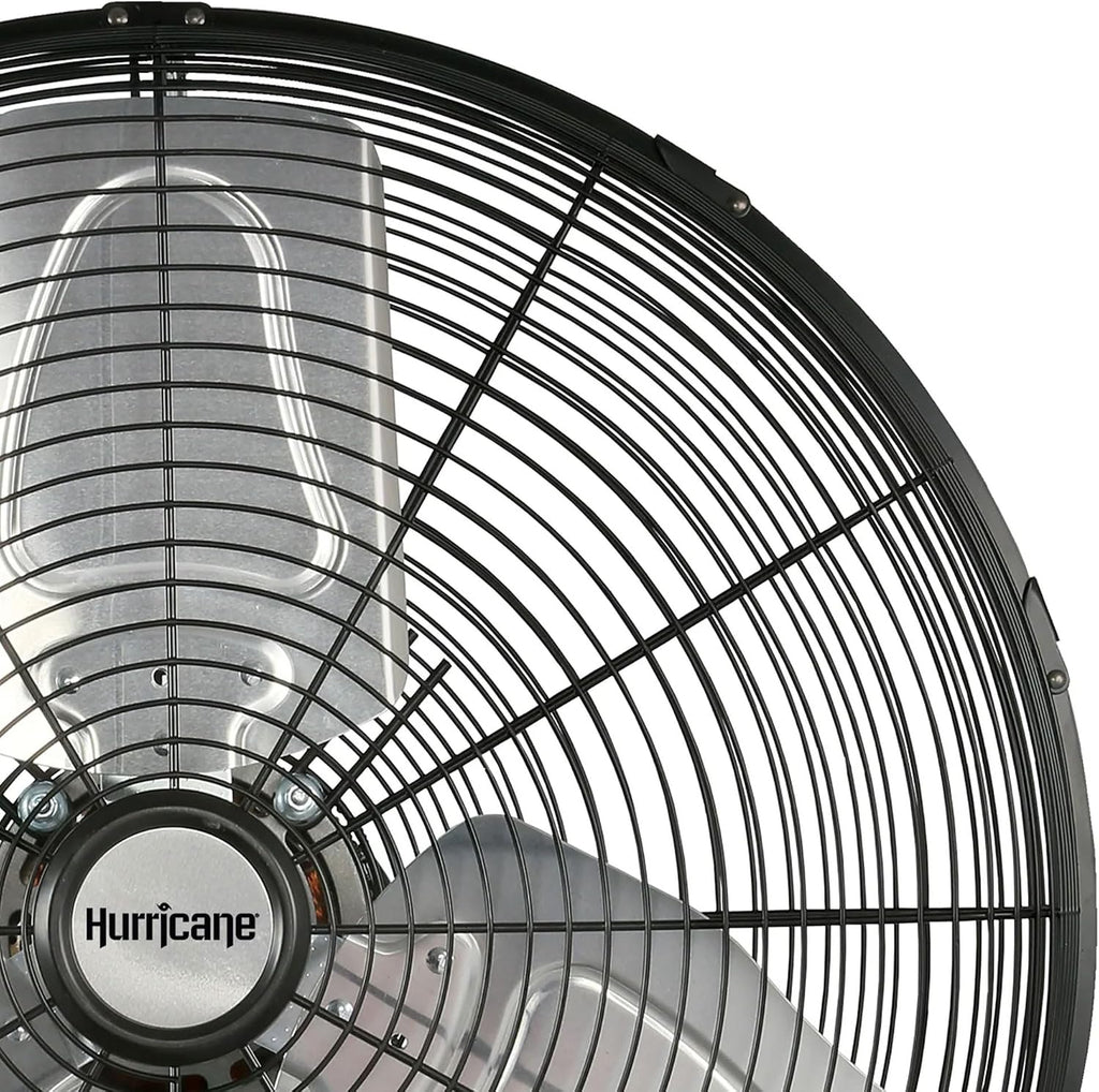Hurricane Pro Commercial Grade Oscillating Metal Wall Mount Fan w/ 3 Speeds, Black, 20' - Corded Electric Air Cooling Unit w/ Powerful 4600 CFM Airflow for Home, Garage, Gym, Workshop & Greenhouse