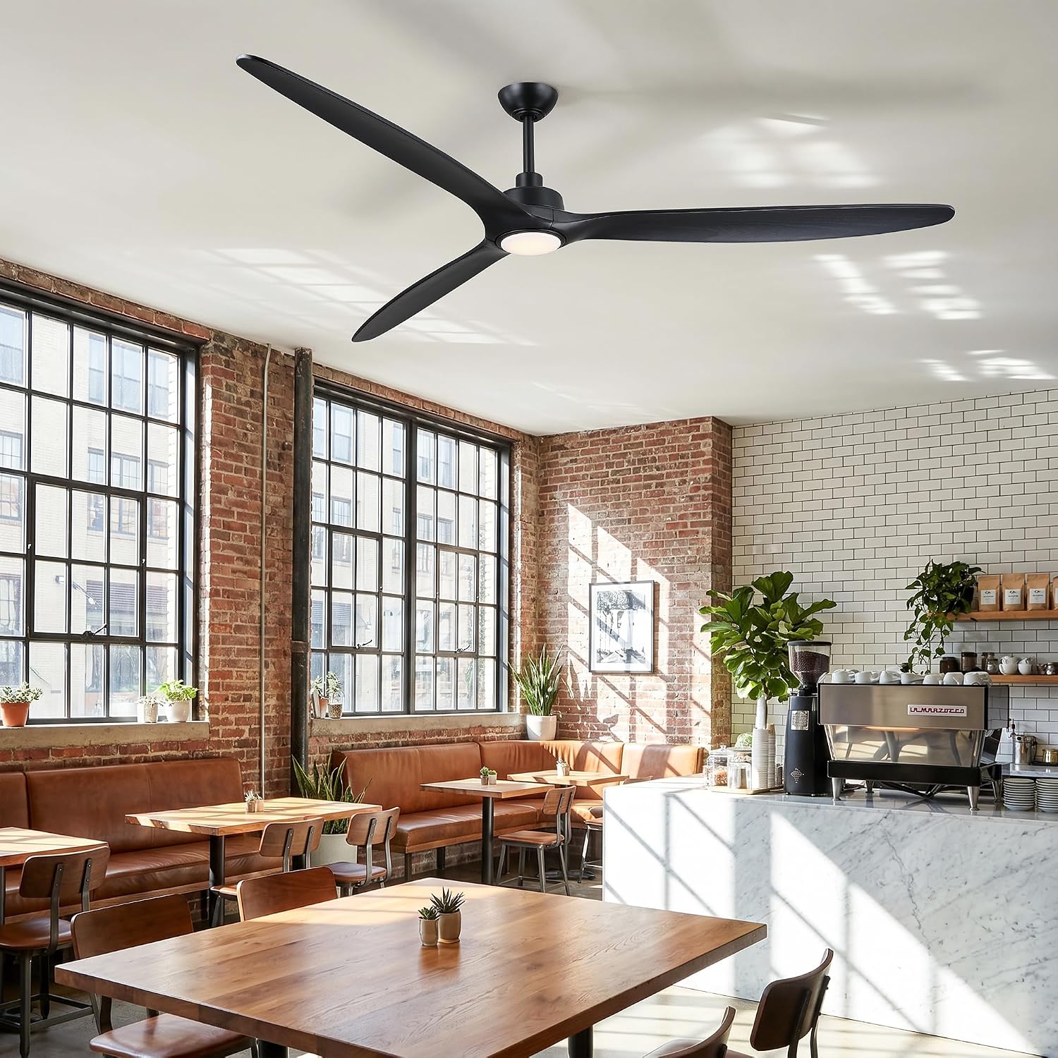 80 Inch Ceiling Fans with Lights and Remote Large Quiet Outdoor Ceiling Fan | Reversible Quiet DC Motor, 3 Natural Wood Blades, 6-Speed, 3CCT & Dimmable LED, High CFM Modern Big Fan for Living Room Patio