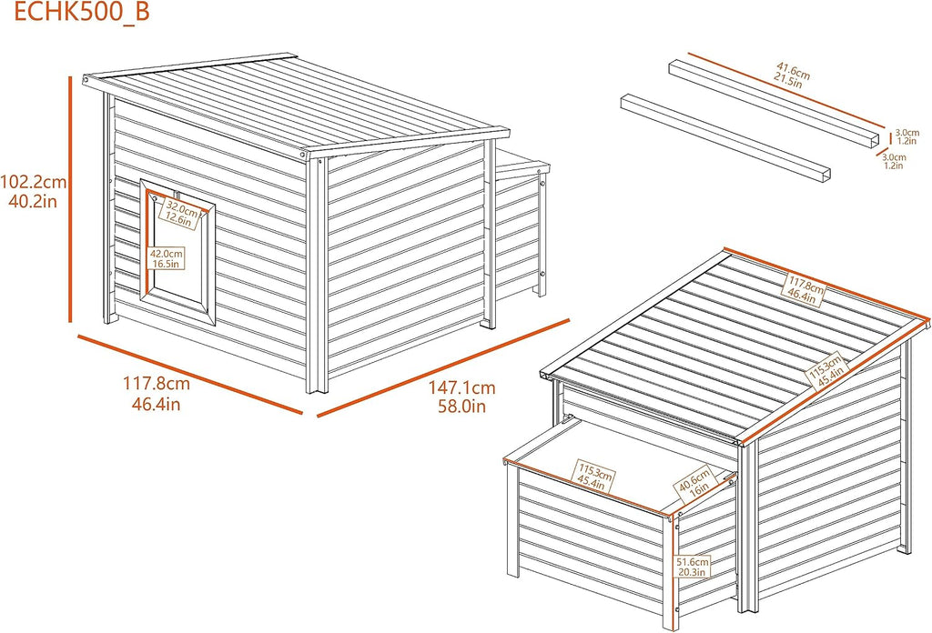 New Age Pet ECOFLEX® Jumbo Fontana Chicken Coop with Nesting Box & Spacious Pen - Red Finish