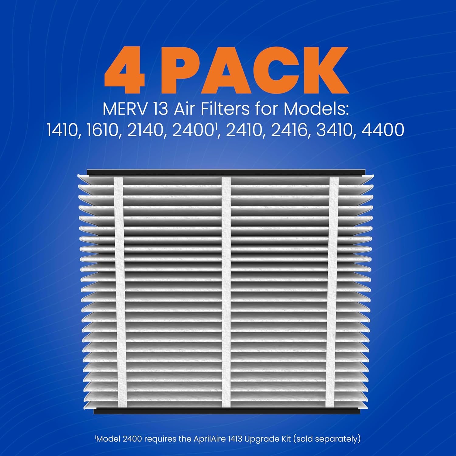 Genuine AprilAire 413 Replacement Filter for AprilAire Whole House Air Purifiers - MERV 13, Healthy Home Allergy, 16x25x4 Air Filter (Pack of 4)