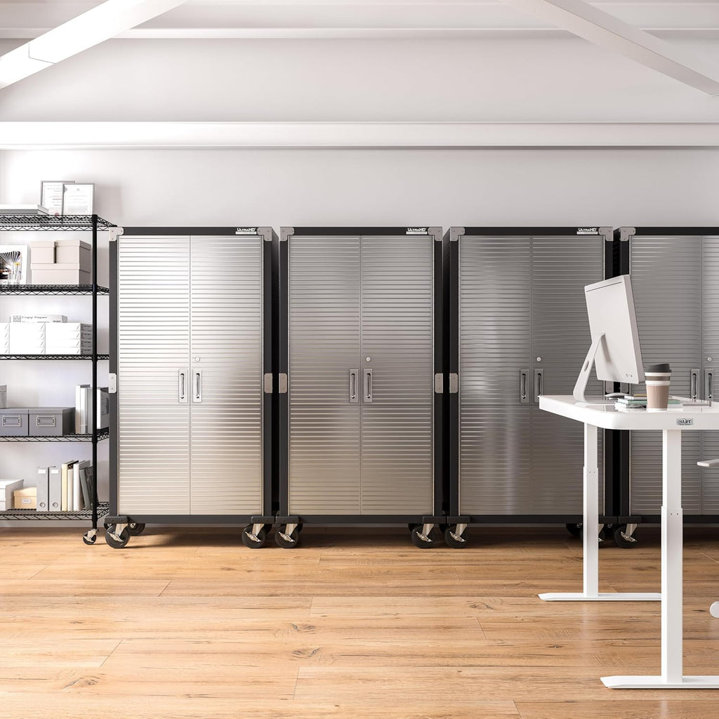 Seville Classics UltraHD Solid Steel Rolling Lockable Metal Storage Cabinet Locker Organizer, w/Adjustable Shelves for Garage, Warehouse, Office, Classroom, Graphite, 36' W x 18' D x 72' H