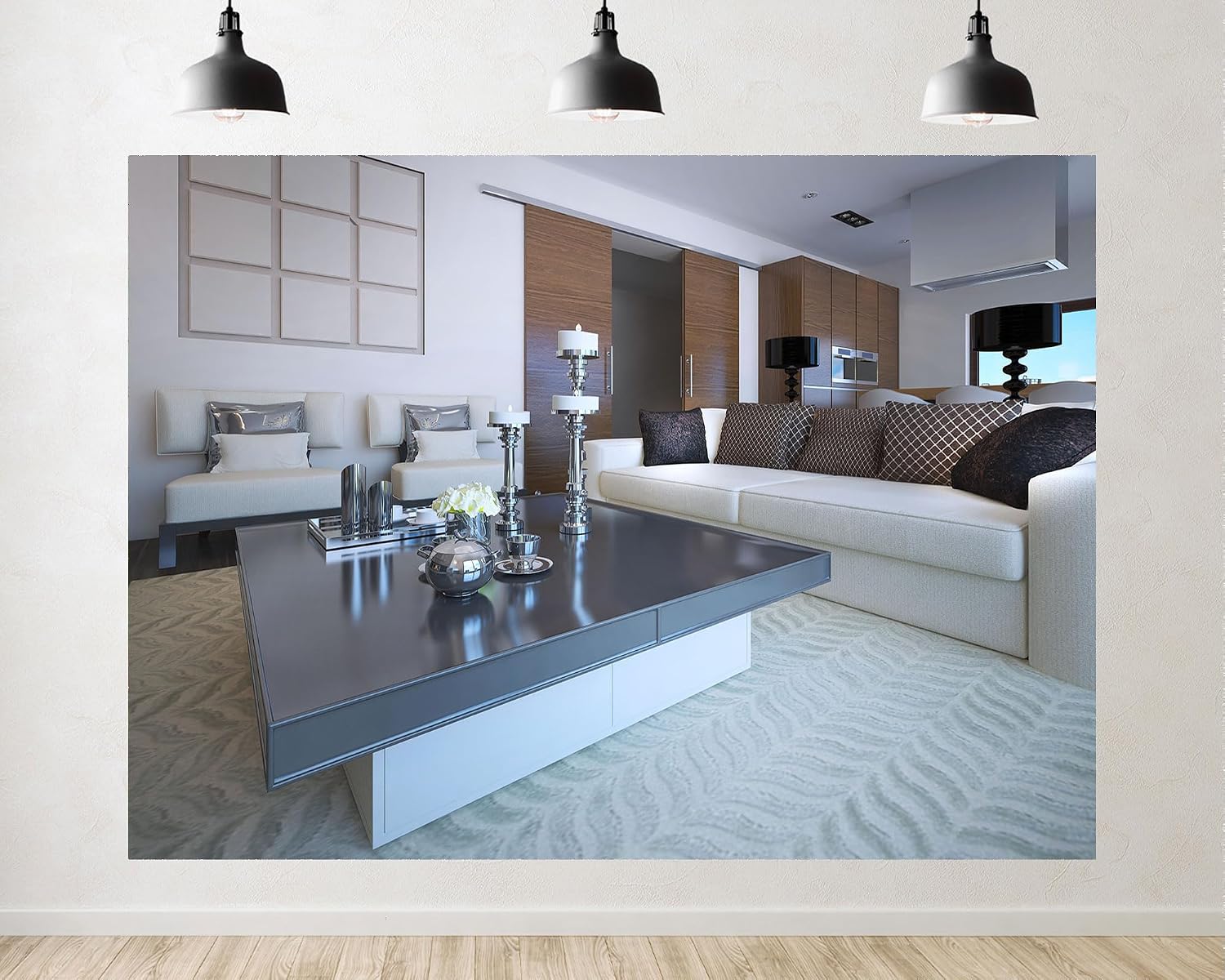 Trykid 20x10ft Modern Luxury Living Room Sofa Backdrop Elegant Contemporary Interior Photography Background Beautiful Home Decor Theme Party Decoration Tapestry Photo Booth Prop Fabric