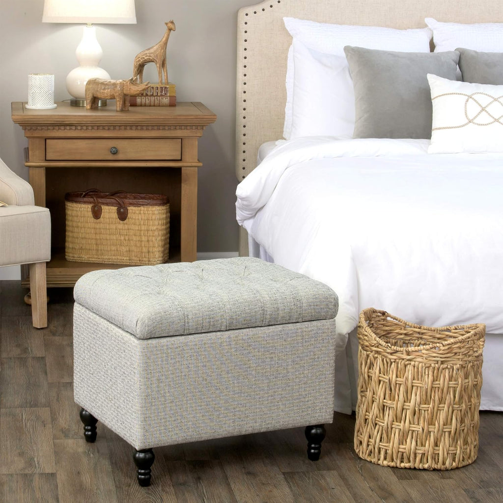 HomePop 24' Button Tufted Storage Ottoman - Pewter Gray