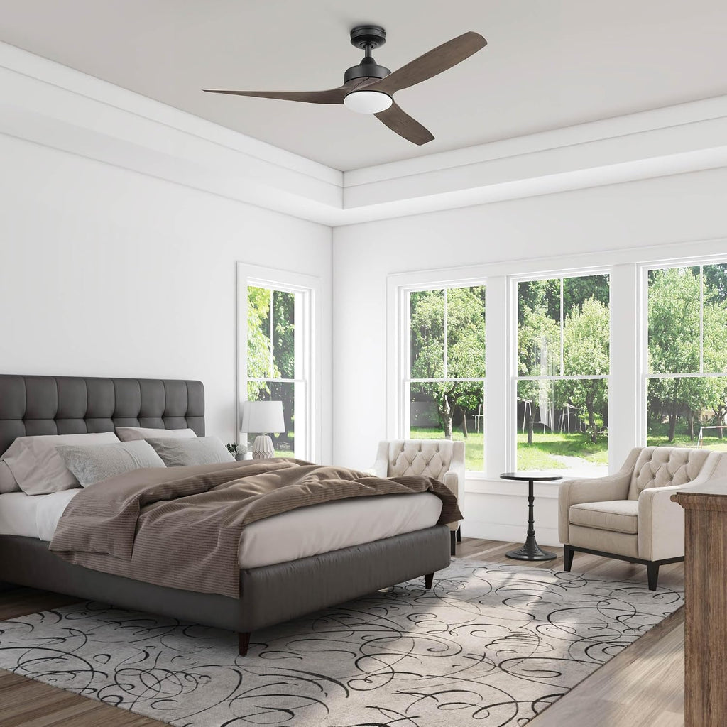 Honeywell Ceiling Fans Lynton, 52 Inch Indoor Outdoor Ceiling Fan with Color Changing LED Light, Remote Control, Charcoal Brown High Performance Blades, Reversible Airflow - 51853-01 (Black)