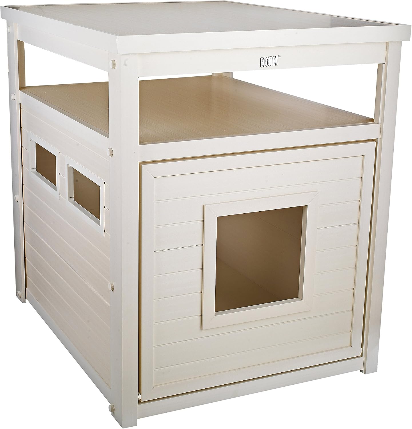 New Age Pet ECOFLEX Litter Loo Standard & Jumbo Sizes, 4 Colors, Moisture and Odor Resistant Enclosure & End Table, No‑Tools Assembly, 10 Year Warranty, Antique White, Jumbo