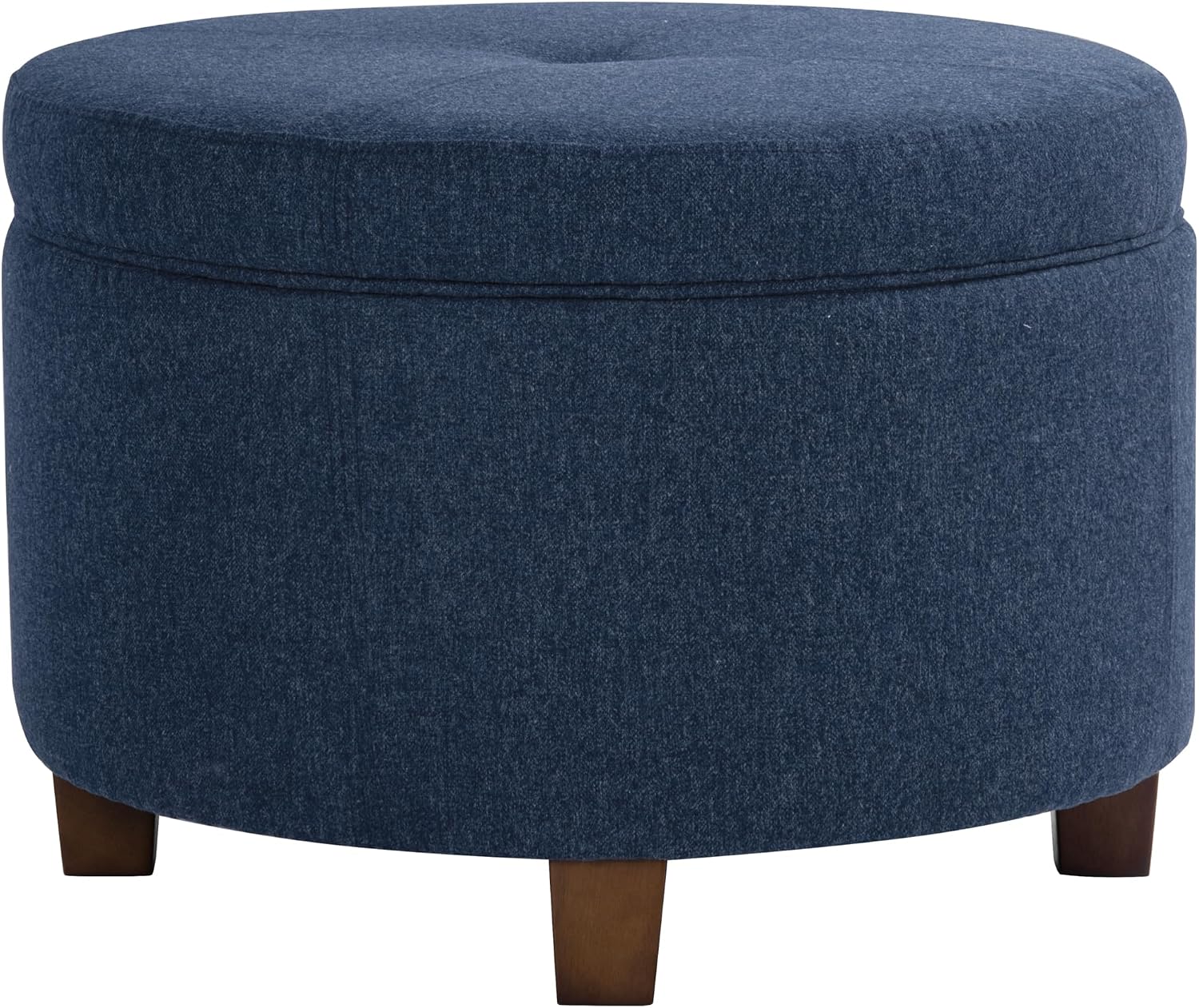 HomePop 24' Large Round Storage Ottoman - Blue Woven Fabric
