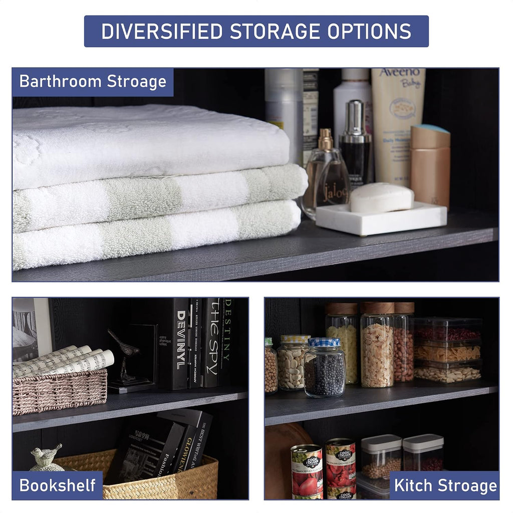 Farmhouse Kitchen Pantry Cabinet - 72' Tall Wood Kitchen Storage Cabinets with Adjustable Shelves & 2 Barn Doors & Drawer, Versatile Storage for Dining Room, Bathroom, Utility Room, Antique Black | Large