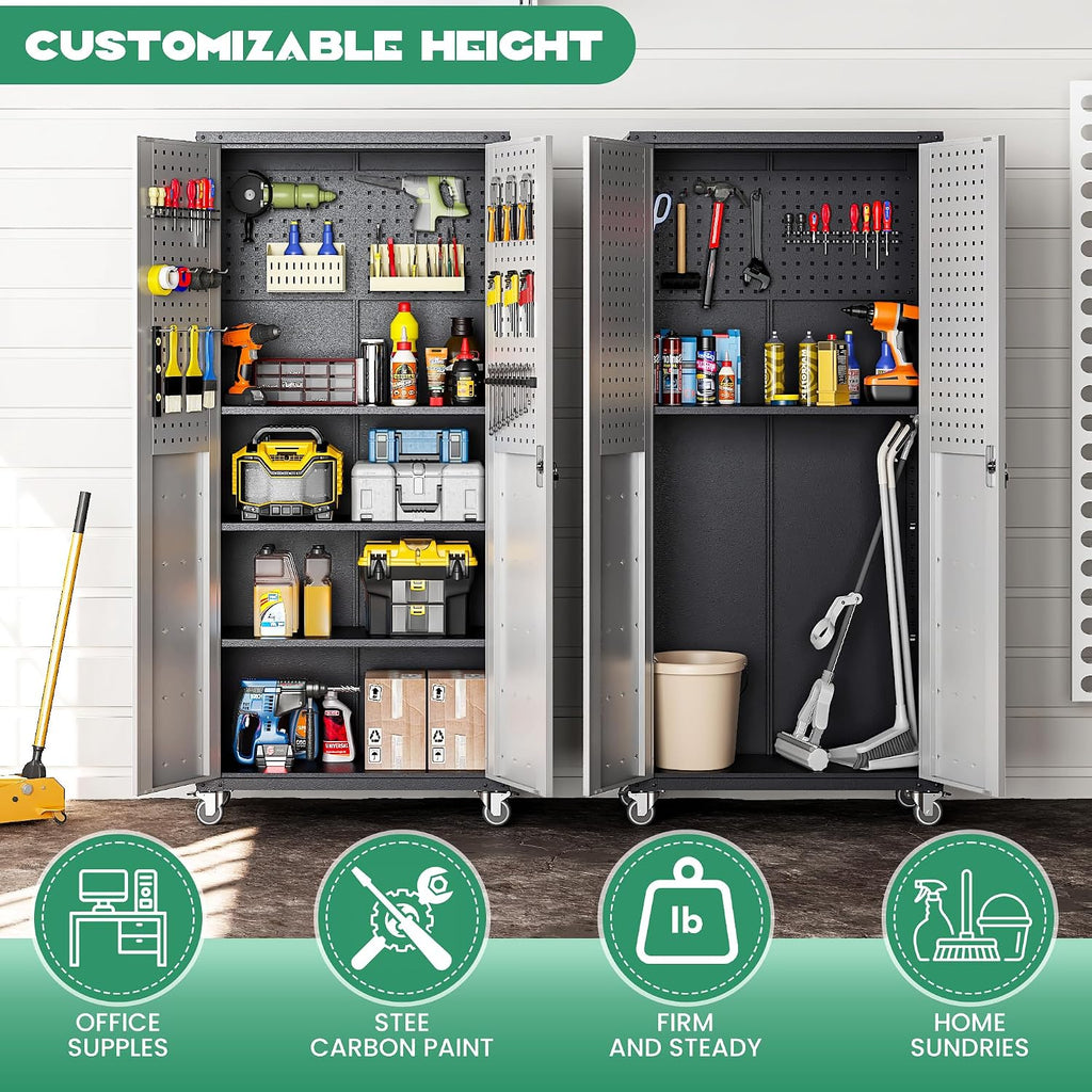 10-Piece Heavy Duty Steel Garage Cabinet System | All-in-One Modular Garage Cabinet Set for Ultimate Workshop Organization | Easy Assembly Garage Storage Cabinets & Tool Bench