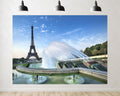 Trykid 20x10ft Eiffel Tower Fountain Backdrop Clear Blue Sky Water Jets Cityscape Photography Background Travel Event Tapestry Party Decoration Photo Studio Prop Fabric