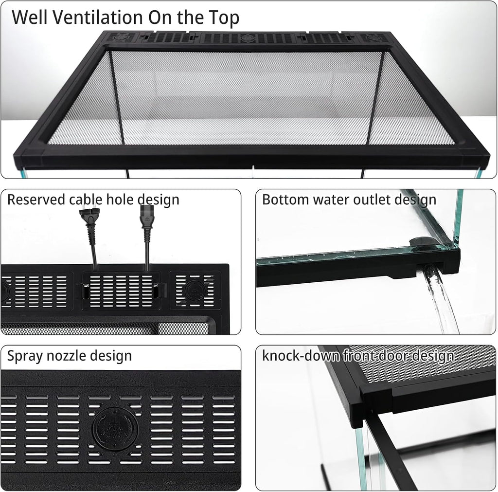 17 Gallon Reptile Glass Tank 20'x14'x14' with Drainage Hole - Pre-Assembled Reptile Cage Enclosure for Turtle,Tortoise,Hermit Crab,Bearded Dragon,Gecko,Lizard,Snake,Spider,Fish,Tarantula