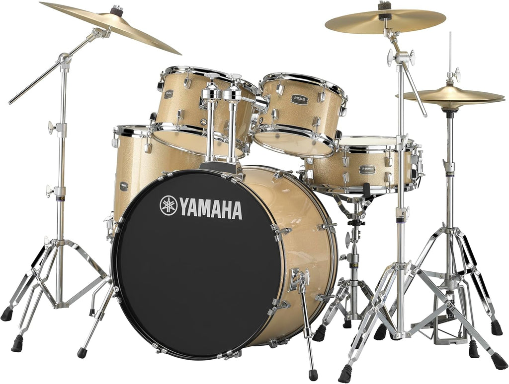 Yamaha Rydeen 5-Piece Drum Set With 22' Bass Drum, Floor Tom, 2 Toms With Ball Clamp And Wood Snare Drum, Champagne Glitter