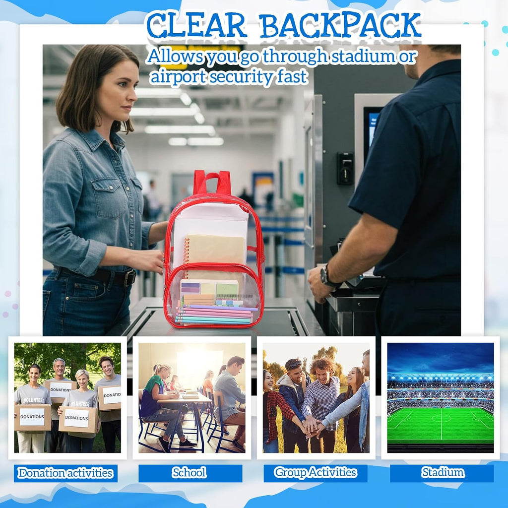 Aliceset 30 Pcs Clear Backpack Bulk Waterproof Transparent Colorful Bookbag Donation Supply Kits for Women Men (18 Inch)