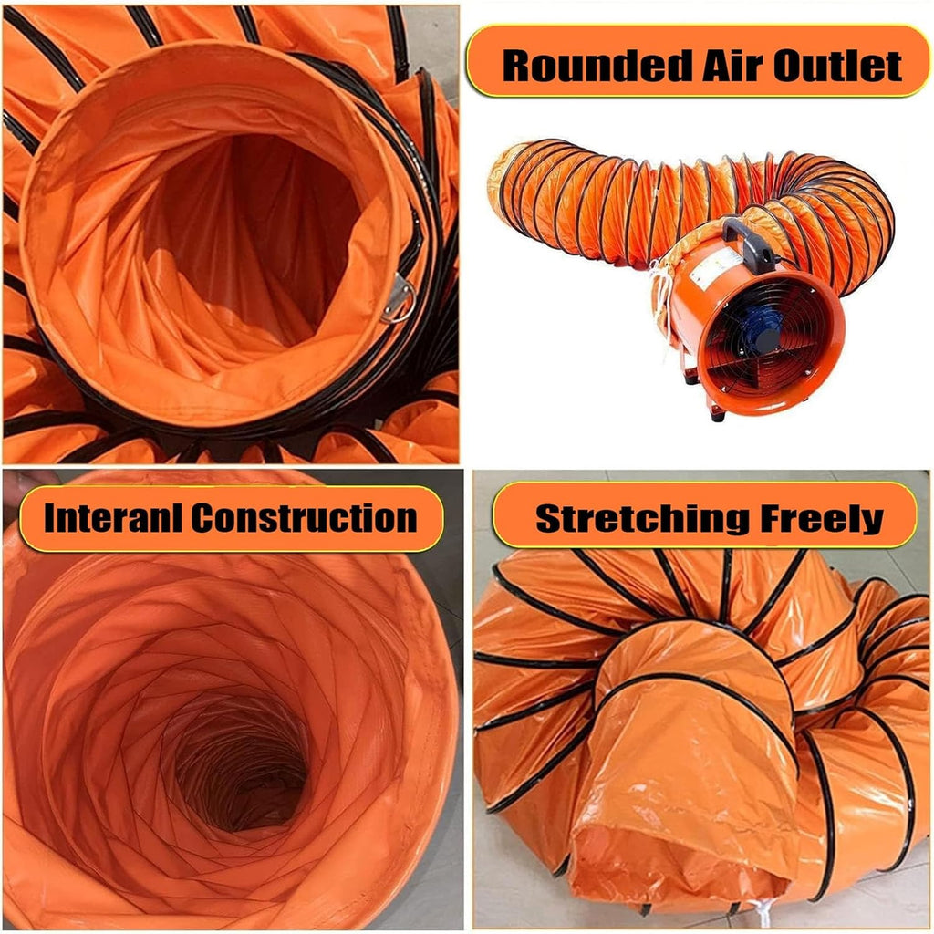 Dryer Vent Hose Length 2m - 10m/6.5ft - 33ft, PVC Nylon Cloth Flexible Duct with Clamps, Heavy-Duty Protection for HVAC Ventilation and Exhaust, Tight Space(300mm/12inch,L 5m(16.4ft))