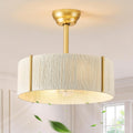 Boho Fandelier Ceiling Fan with Light, Rattan Caged Ceiling Fan with Light and Remote Control, Gold Chandelier Fan for Bedroom, Living Room,Kitchen,Foyer(20 Inch, 6 Speed, Timing,Adjustable Height)