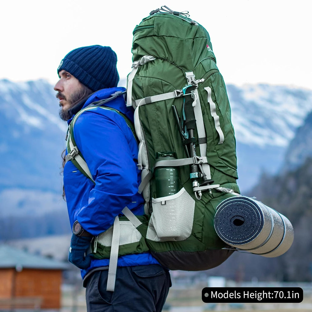 MOUNTAINTOP 80L Internal Frame Backpack for Man & Women Backpacking Hiking Backpack with Rain Cover
