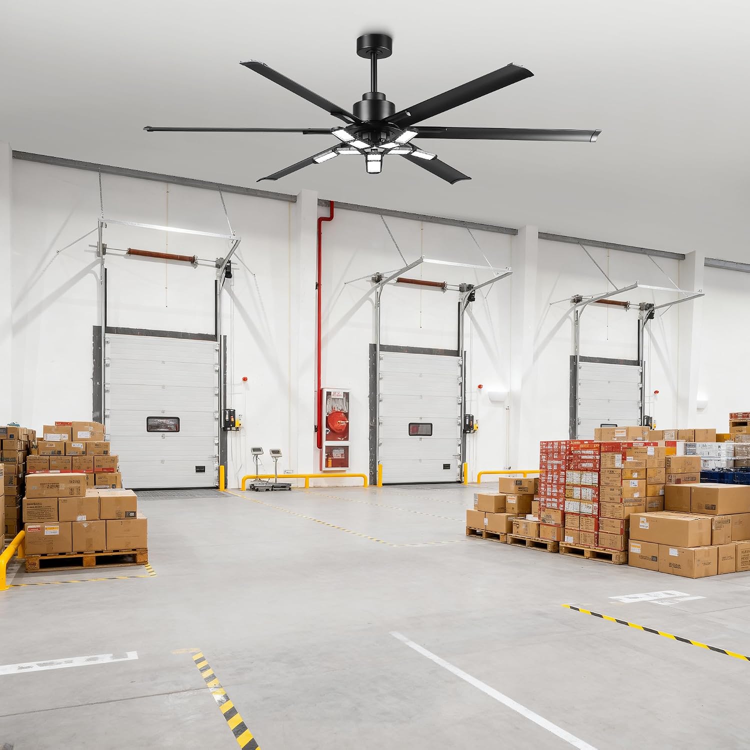 72 Inch Ceiling Fan with Lights and Remote, Large Modern DC Motor Ceiling Fan for Garage Workshop Living Room, 6-Speed Reversible, High Airflow, Matte Black