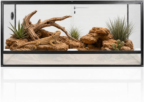 120 Gallon Bearded Dragon Tank, 48'x24'x24' (4x2x2 ft) Large Reptile Terrarium, Reptile Enclosure with Aluminum Frame, Mesh Top, Sliding Lock Doors
