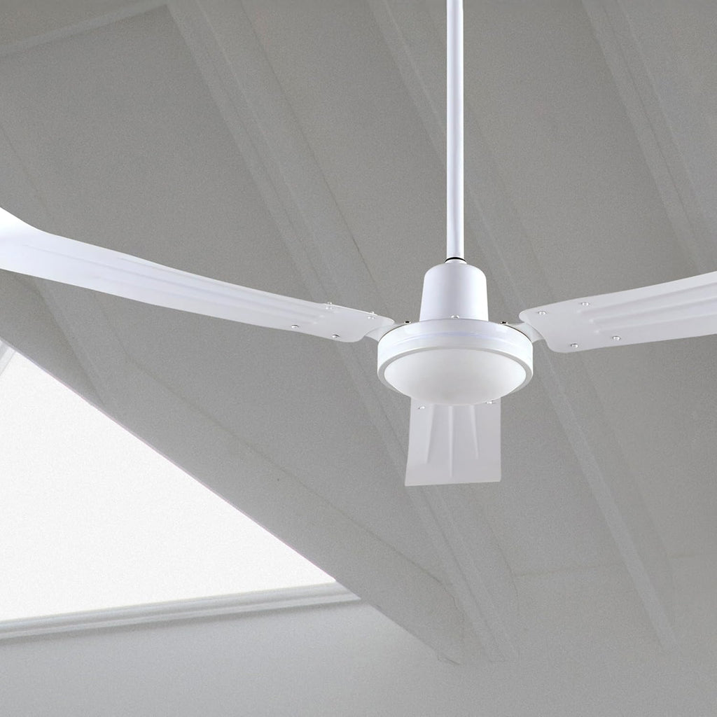 56' White Weatherproof Industrial Ceiling Fan – High-Performance DC Motor – Wall Control – Ideal for Outdoor Patios, Gyms & Warehouses