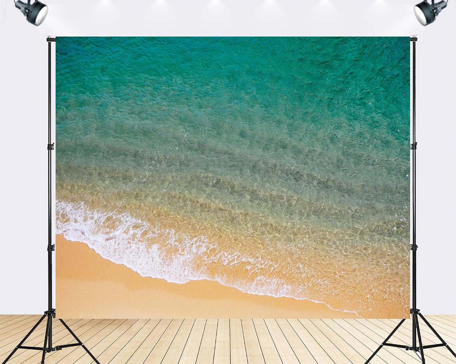 Trykid 20x10ft Clear Turquoise Shoreline Backdrop Gentle White Waves Golden Sand Beach Photography Background Tropical Paradise Tapestry Party Decoration Photo Studio Prop Fabric