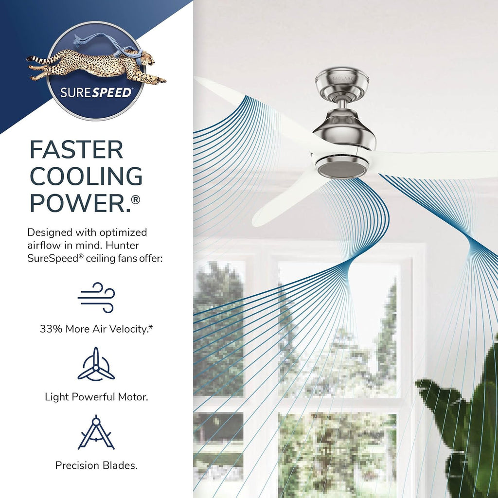 Casablanca - Eyla Indoor/Outdoor Ceiling Fan, 52-inch, 6-speed DC Motor, Energy Star, for porches, patios, sunrooms, bathrooms (Brushed Nickel)