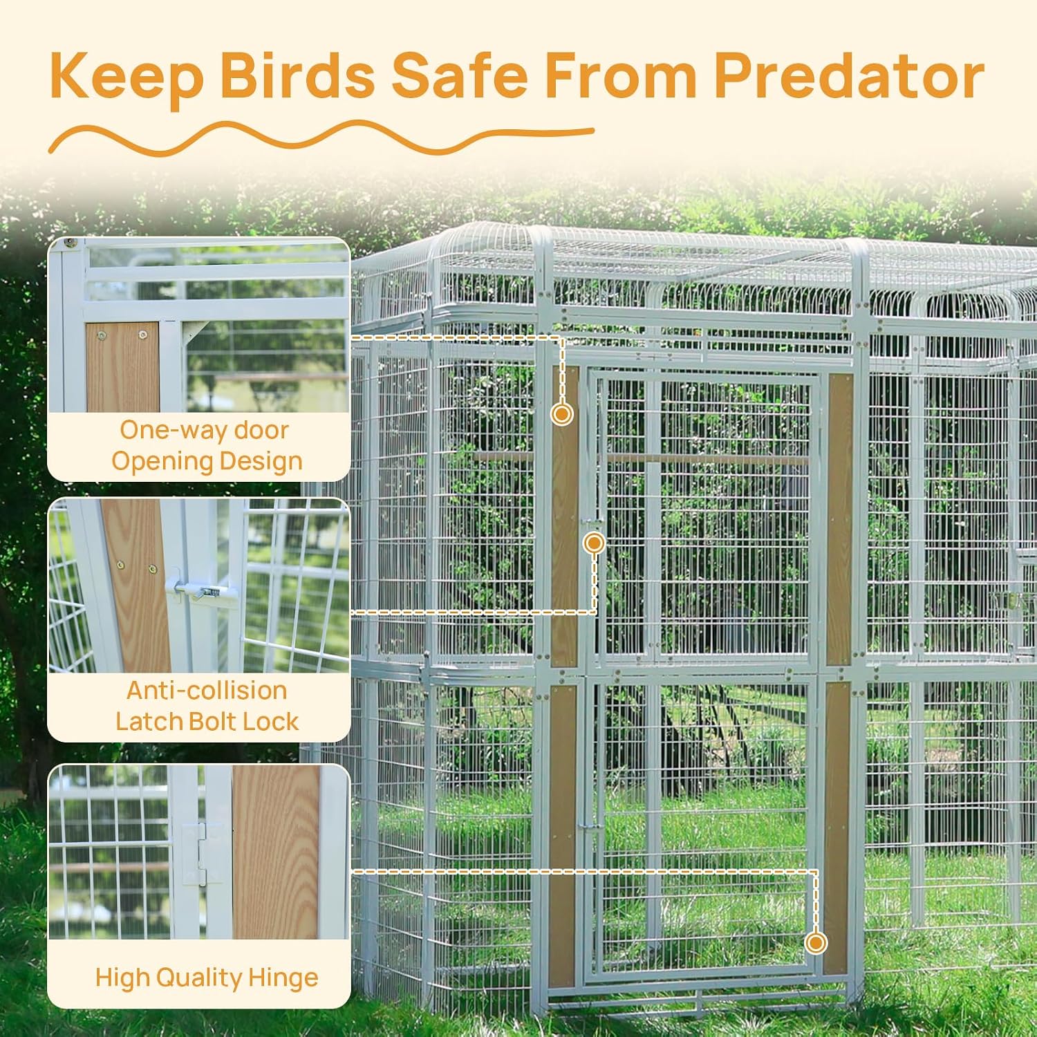 154' Heavy Duty Outdoor Walk-in Bird Cage - Carbon Crystal Board & Metal Aviary for Macaws, Budgies, Conures, Lovebirds & More - Spacious Flight Cage for Large & Small Birds