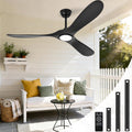 Ceiling Fan with Light and Remote, Modern Outdoor Ceiling Fans with Lights for Indoor Bedroom Living Room Patios Gazebo Wood 3 Blade Propeller High CFM Wet Rated Exterior Fan, Black 60 Inch