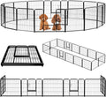 NEWBULIG Dog Playpen for Indoor 24 Inch 16 Panels - Portable Heavy Duty Metal Pet Exercise Pen with Door, Foldable Small Dog Puppy Playpen Fence for Outdoor RV, Camping, Yard, Garden