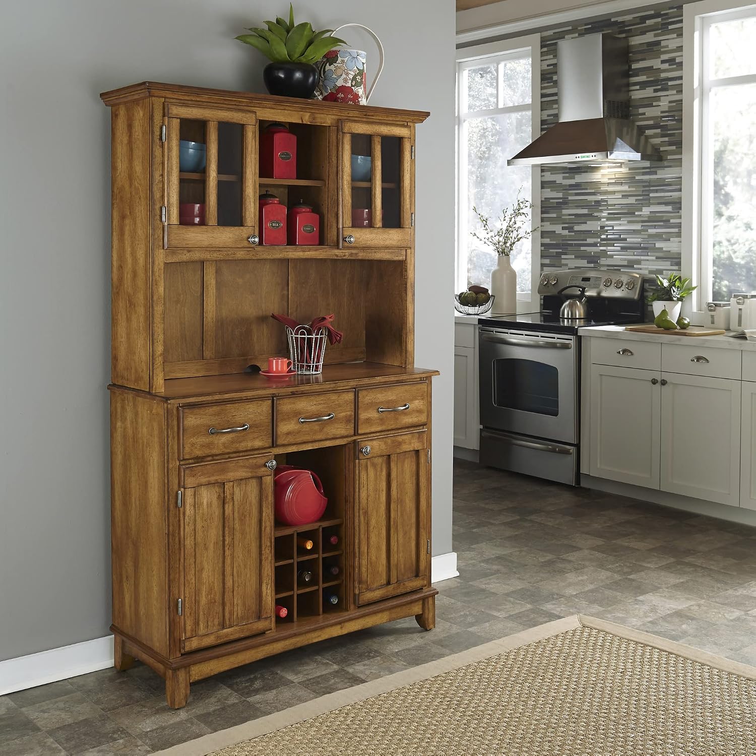 Homestyles Buffet of Buffets Cottage Oak Buffet with Hardwood Top