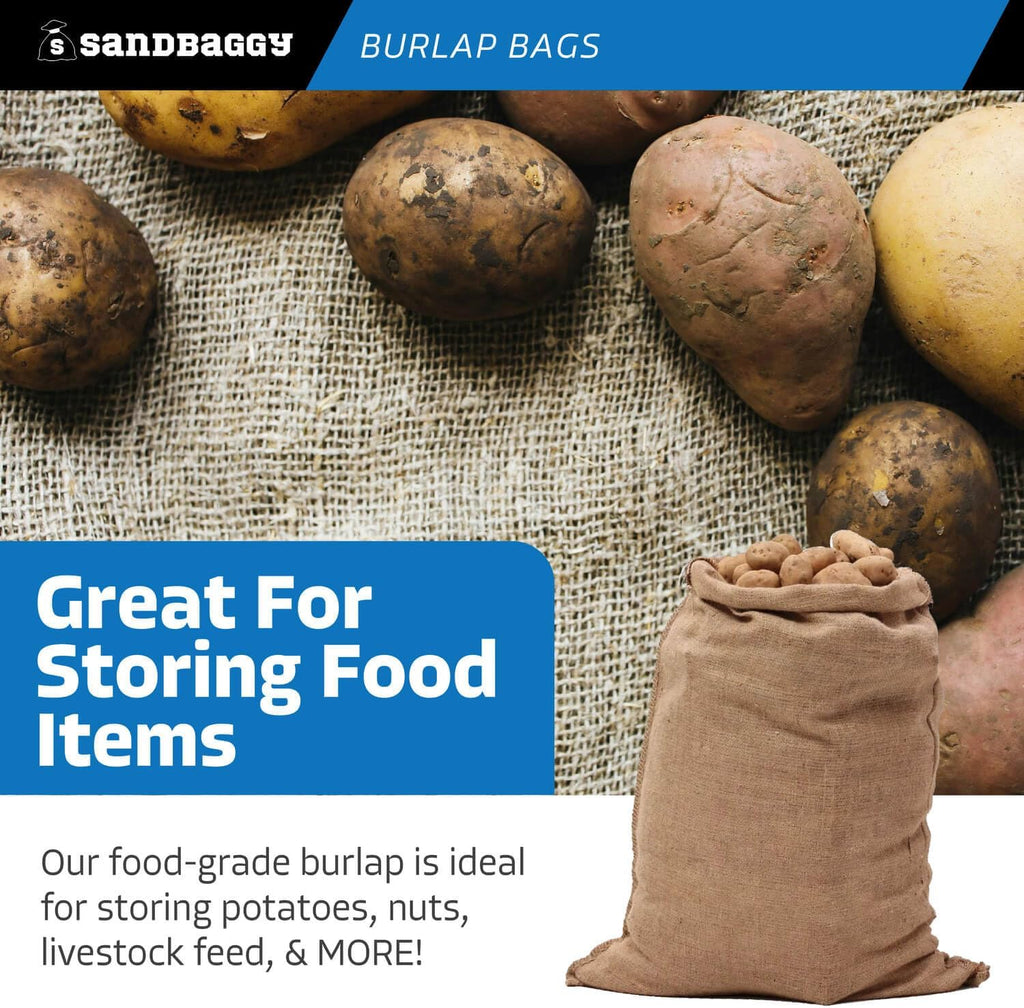 Burlap Bags for Vegetables & Gardening, 22' X 36'- Jute Sacks Perfect for Kids - Plant Covers - Holds Up to 50lbs - Food Grade (Burlap Sack, 100, Count)