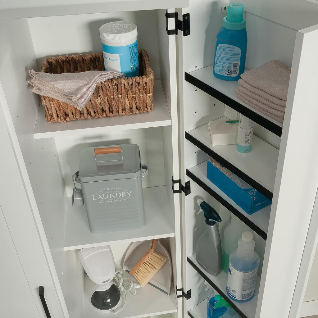 Sauder HomePlus Kitchen Storage Pantry Cabinet with Swing Door Storage and Adjustable Shelves, in Soft White finish