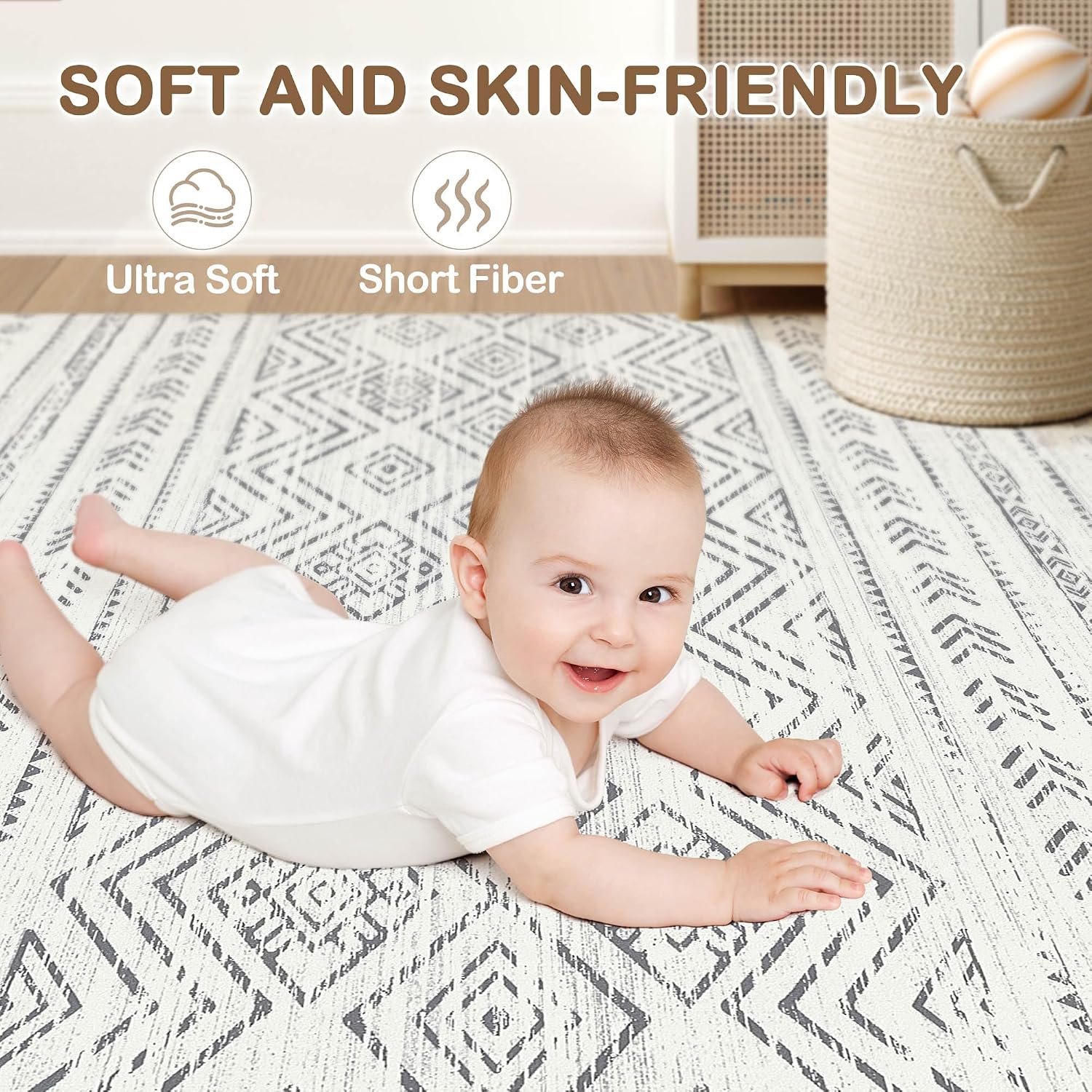 Tortania Area Rug Living Room Rugs- 10x13 Washable Large Soft Neutral Boho Moroccan Bohemian Farmhouse Rug Indoor Floor Carpet for Bedroom Under Dining Table Home Office Decor - Beige Gray