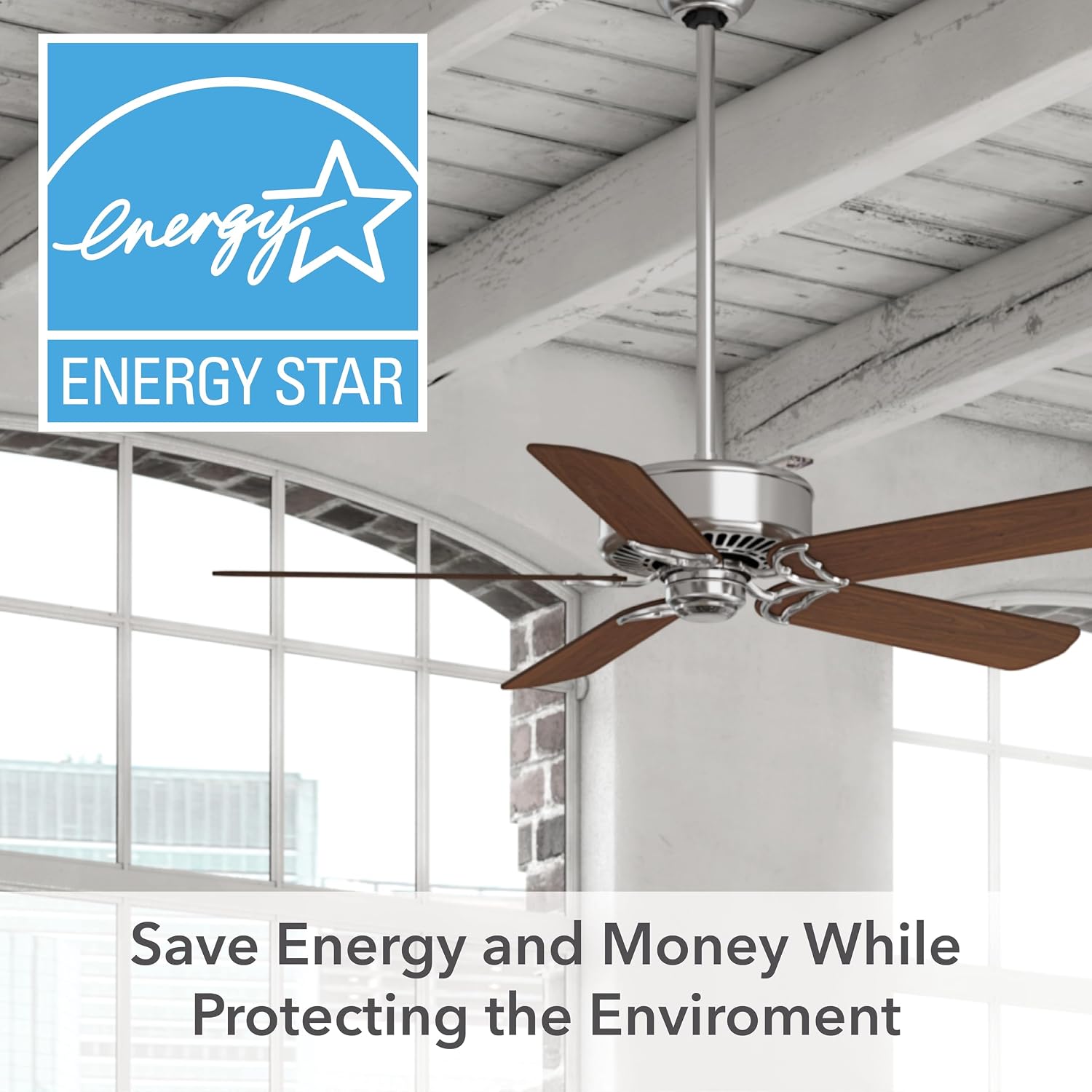 Casablanca 54 inch Indoor Ceiling Fan No Light with Remote Control - Ceiling Fan without Light, Standard Mount, 5 Blades, For Bedroom, Living Room, or Kitchen - Panama 59511, Brushed Nickel