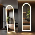 Elevon Full Length Mirror with LED Lights, 63'x20' Floor Mirror with Dimming & 3 Color Lighting, Led Mirrors Full Length with Stand for Bedroom, Dressing Room, Arched