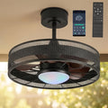 20' Outdoor Indoor Ceiling Fan with Light, IP44 Waterproof Fandelier, RGB & 3 CCT, Smart APP Remote, 6-Speed DC Motor, Cage Design for Gazebo Patio Bedroom, Black