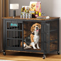 EasyCom 41'/33'/27' Dog Crate Furniture with Name Tag, Heavy Duty Dog Kennel Indoor for Medium Dogs, Double-Doors Sturdy Metal Dog Cage for Anxiety Dog, Decorate House as TV Stand, End Table