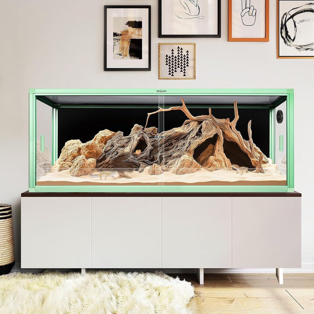 REPTI ZOO 68 Gallon Reptile Terrarium, 48' x 18' x 18' Light Weight Reptile Enclosure, Colored Reptiles Tank with Tempered Glass Door, Large Habitat for Bearded Dragon, Snake, Lizard, Gecko-Green