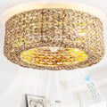 0139-4H Handwoven Rattan Boho Ceiling Fans with Lights Remote Control Flush Mount Fandelier Low Profile Caged for Bedroom,4-Light,20'
