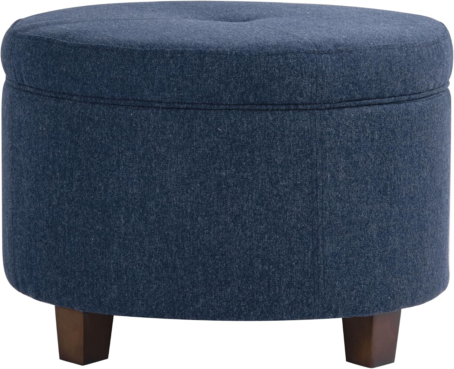 HomePop 24' Large Round Storage Ottoman - Blue Woven Fabric