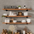 HDDFER Industrial Pipe Wall Wood Shelves,Real Wooden Shelves 36' in Walnut Color with 1.2' Extra Thickness, Modern Floating Shevles