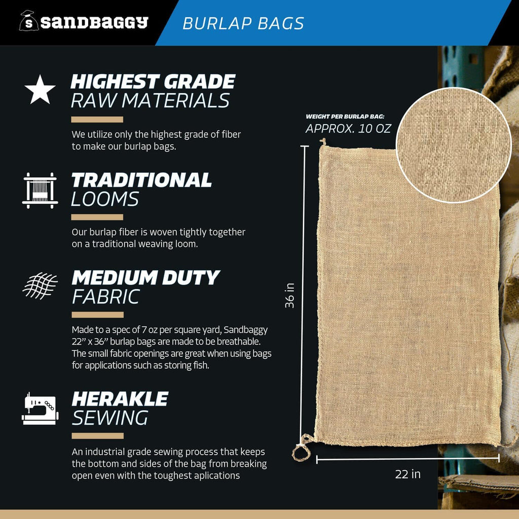 Burlap Bags for Vegetables & Gardening, 22' X 36'- Jute Sacks Perfect for Kids - Plant Covers - Holds Up to 50lbs - Food Grade (Burlap Sack, 100, Count)