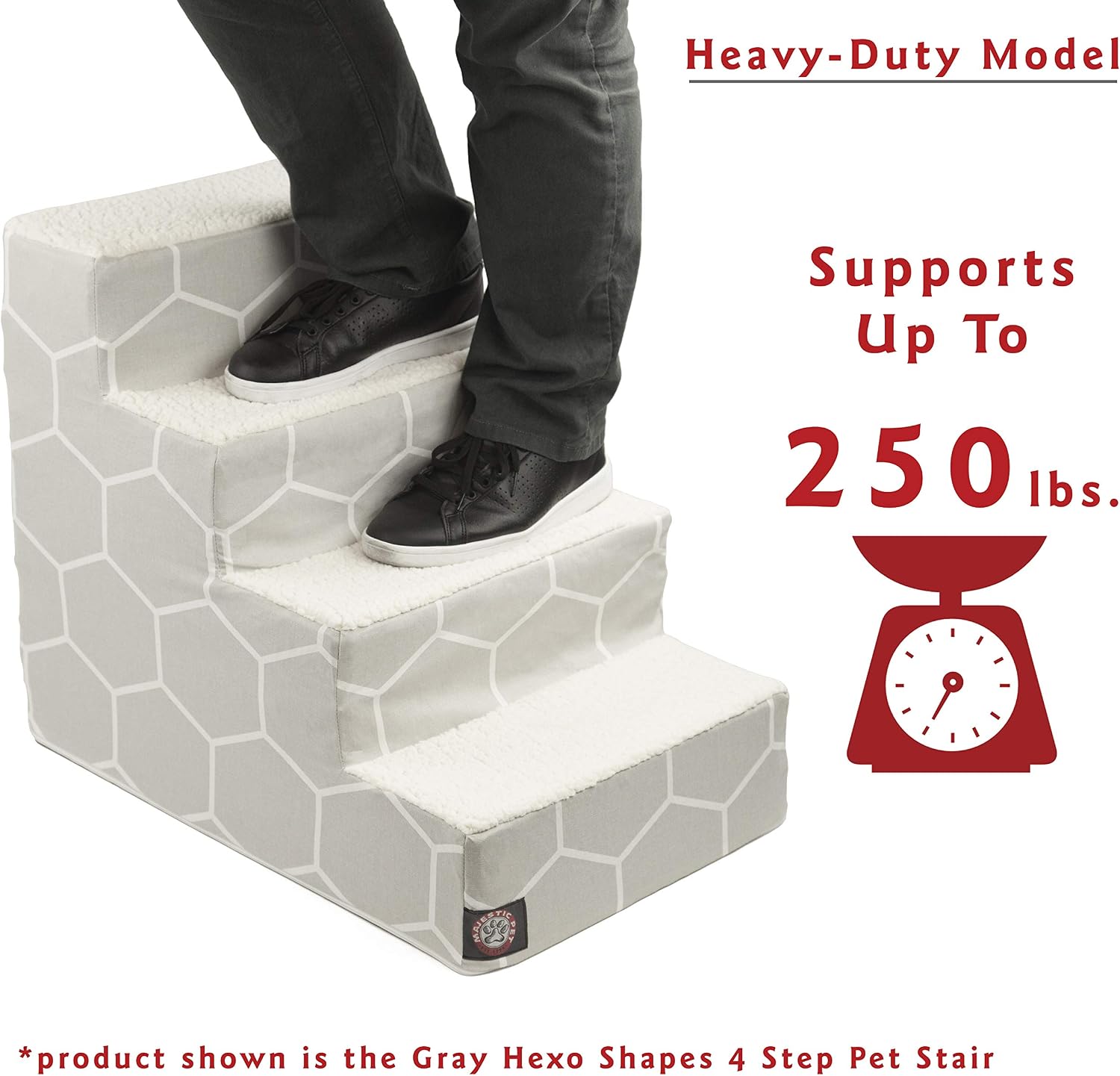Majestic Pet Portable Pet Stairs | Soft Sherpa Steps Foam Feeling | Steps for Dogs & Cats | Dog & Cat Ramp | Indoor Only | Max Weight: up to 250 Lbs, 4 Step, Anderson Check Charcoal Black