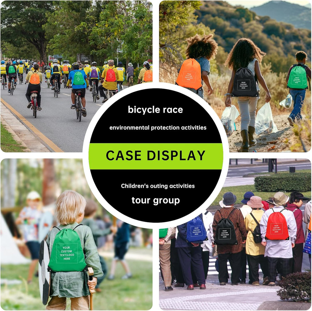 JEOHLORY pack of 100 Custom Bags With Your Logo,customized backpack,promotional items,Drawstring Backpacks,Great for Everyday Use (Custom Orange)