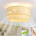 ainqiant 20 Inch Boho Caged Ceiling Fans with Lights Flush Mount, Rattan Ceiling Fan with Light Remote Control with Reversible 6 Speeds for Bedroom, Nursery, Living Room, E26, Base, Indoor