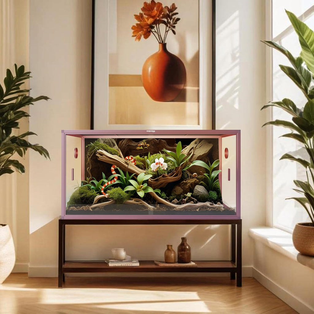 Phailozoo 120 Gallon Bearded Dragon Tank,Stackable Reptile Enclosure with Front Sliding Tempered Glass Doors,Easy Assembly Aluminum Frames Reptile Tank for Snake & Lizard