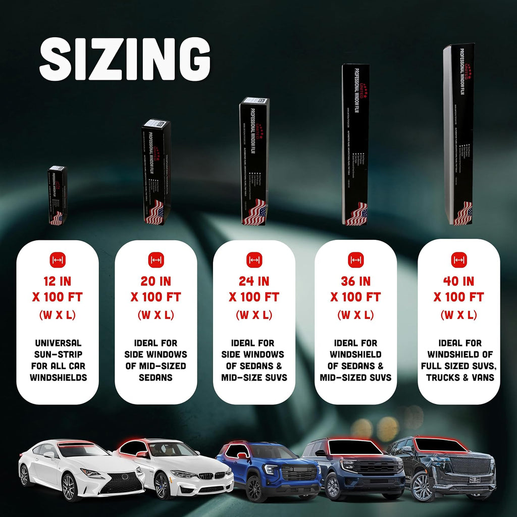 United Universal Black Window Tint Film 20' x 100', 3 Rolls – 5% VLT 1Ply Dyed PET Car Tint Roll, Deep Black Privacy Film with 99% UV Block, Heat & Glare Control for Car, Truck, SUV & Home