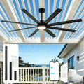 56 Inch Smart Outdoor Ceiling Fan with Light, IP Wet Rated All Weather Waterproof, 8 Black Aluminum Blades (Rust-Proof), High CFM Quiet DC Motor, Compatible with Alexa/App for Patio, Gazebo, Porch